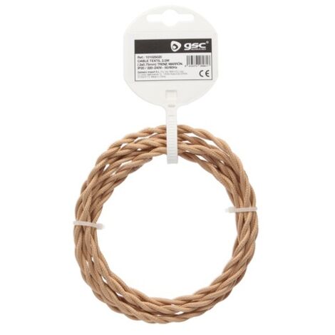 Cable textil 2,5M (2x0.75mm) trenzado Marrón claro