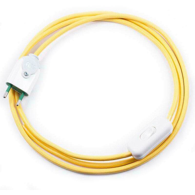 Câble textile avec interrupteur et prise, 2x0.75mm, 2m, jaune