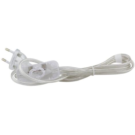 Cable textil Transparente 1.5 metros (2x0.75mm) con clavija e interruptor