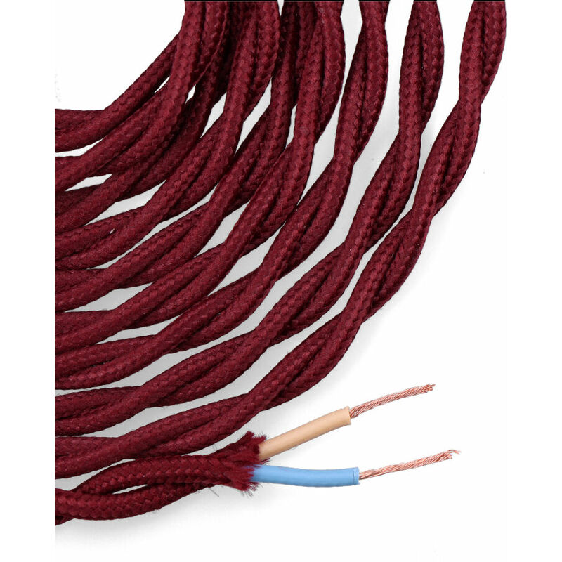 

Cable textil trenzado 2x0,75mm c-08 burdeos seda 5m - EDM