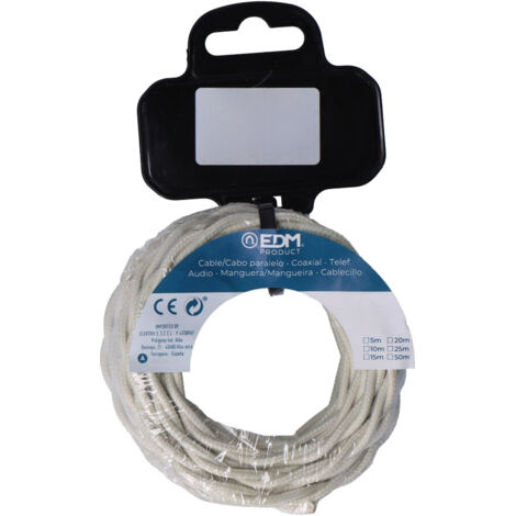 CABLE TEXTIL TRENZADO 2x0,75mm C-15 BEIGE SEDA 5m