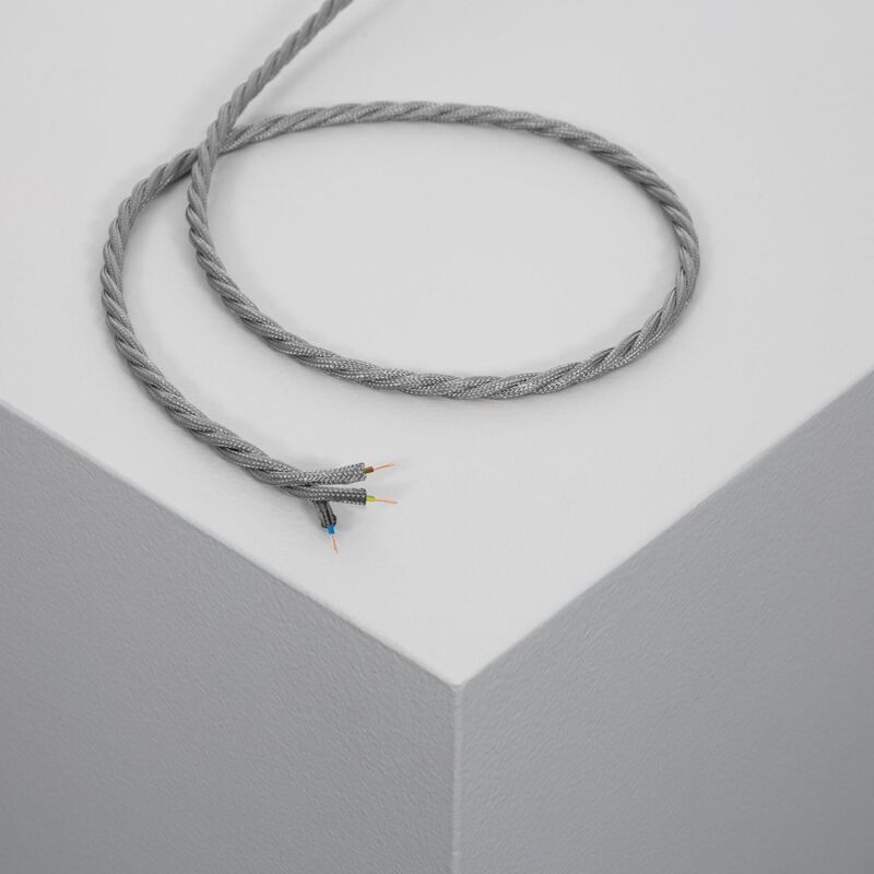 

Cable Textil Eléctrico Trenzado Gris .1m - 1m