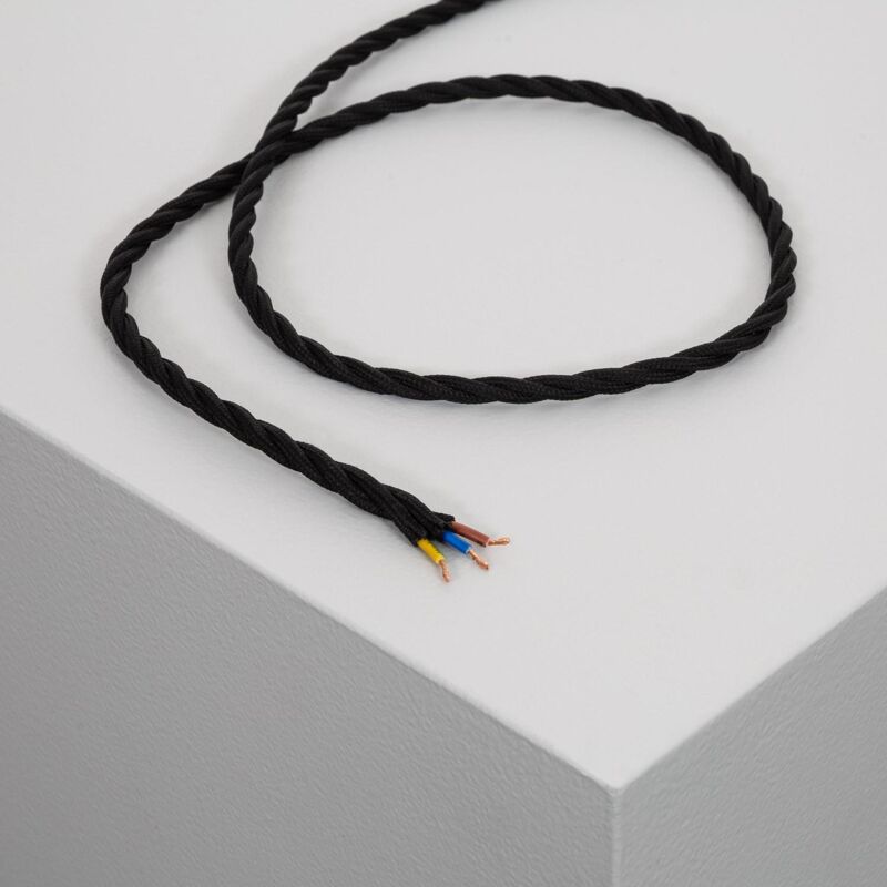 

Cable Textil Eléctrico Trenzado Negro .2m - 2m