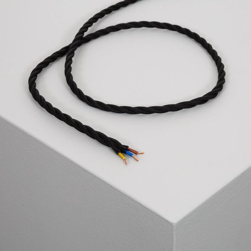 

Cable Textil Eléctrico Trenzado Negro .5m - 5m