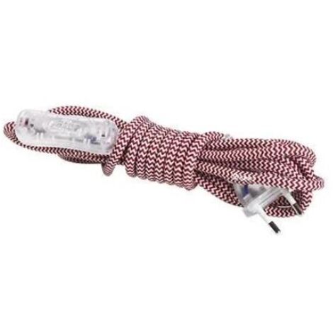 Câble textile 1,5 M (2x0,75 mm) + interrupteur rouge et blanc GSC 001102965