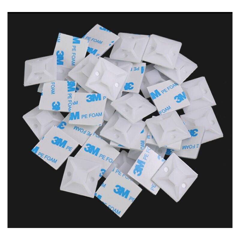 Cable Tie Adhesive Base, 100pcs (18.5mm x 18.5mm) Self-Adhesive Cable Ties, Self-Adhesive Cable Ties, Plastic Cable Tie Holder, Cable Tie Base,