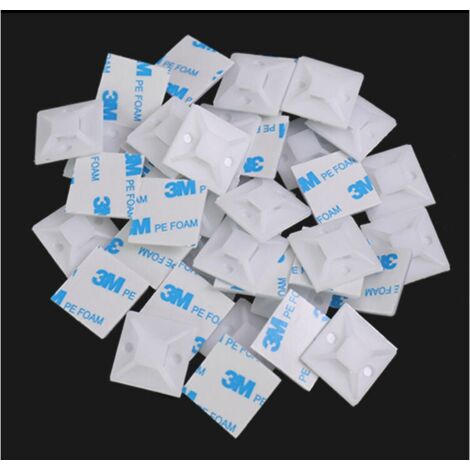 Cable Tie Adhesive Base, 100pcs (18.5mm x 18.5mm) Self-Adhesive Cable Ties, Self-Adhesive Cable Ties, Plastic Cable Tie Holder, Cable Tie Base, White. MUMU