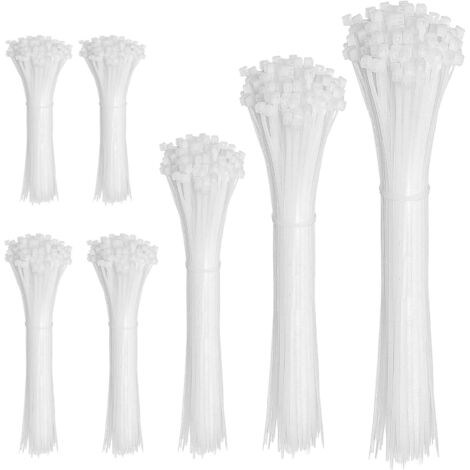 Cable Tie - Nylon Auto-verrouillant - 4 6 8 10 12 Pouces - Résistance 18 à 60 lb - Blanc - Lot de 600