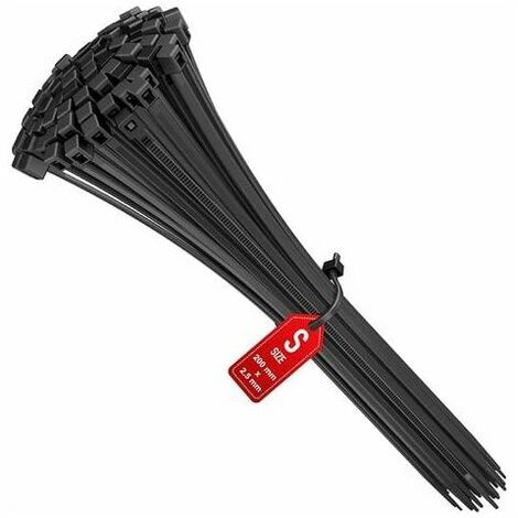 Cable Ties 200mm x 2.5mm Cable Ties Rilsan Nylon Cable Ties Cable Ties 200mm Black Pack of 100