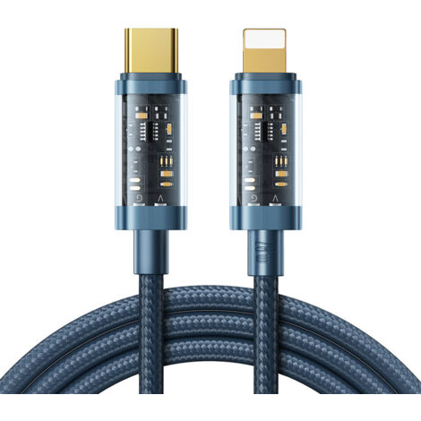 Cable trenzado para iPhone USB-C - Lightning PD 20W 1,2m Azul