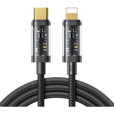 Cable trenzado para iPhone USB-C - Lightning PD 20W 1,2m negro