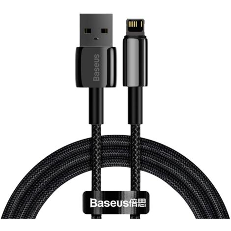 Cable trenzado para iPhone USB - Lightning 1m - completamente negro