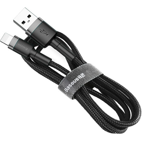 Cable trenzado resistente USB a iPhone Lightning QC3 de 2 m - Negro