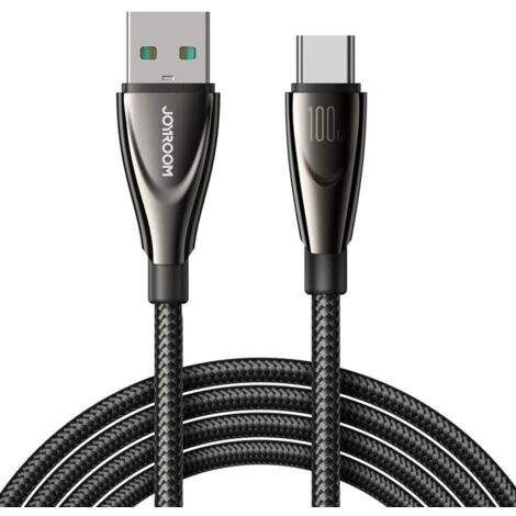 Cable trenzado USB-A - USB-C de 100 W de la serie Pioneer, 1,2 m, color negro.