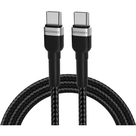 Cable trenzado USB-C - USB-C PD 65W 2m negro