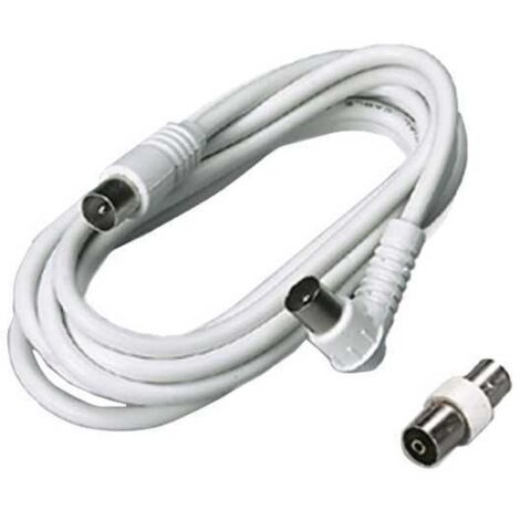 Cable tv 3 mt+ 2 enchufes + adaptador blanco color 36080