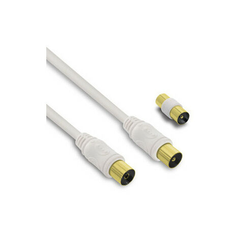 Câble TV coaxial 9,52 mm mâle/fem.+adaptateur mâle/mâle 25 m - blanc