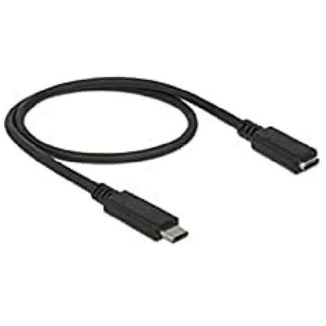 Cable Type-C Macho-Hembra 0.50 mts USB 3.1 G1- 3 A Negro
