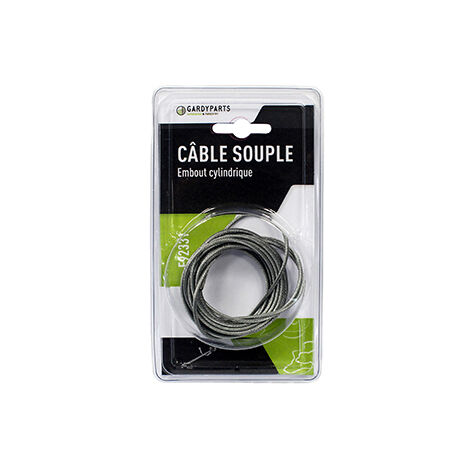 Câble Universel Souple 19 Fils à Embout Cylindrique étagé. L Totale: 2500mm, ø: Ext: 2mm. (sous Coque).