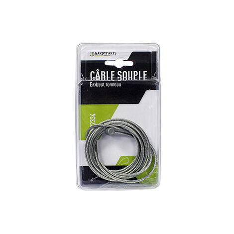 Câble Universel Souple 19 Fils à Embout Tonneau. L Totale: 2500mm, ø: Ext: 2,5mm. (sous Coque).