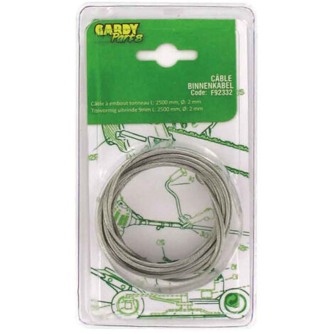 Câble universel souple 19 fils à embout tonneau. L totale: 2500mm, Ø: ext: 2mm