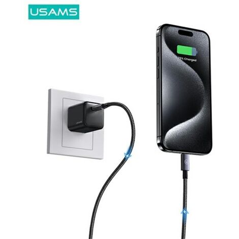 Câble USAMS USB-C vers Lightning 0,25 m, charge rapide, acier