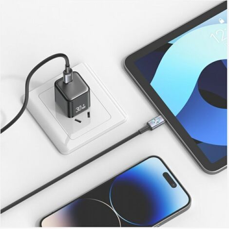 Câble USAMS USB-C vers Lightning 1,2 m Charge rapide 30 W Argent