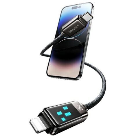 Câble USAMS USB-C vers Lightning 1,2 m, charge rapide 30 W, gris