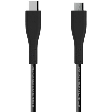 Cable USB 2.0 Aisens A107-0350/ USB Tipo-C Macho - MicroUSB/ 2m/ Negro