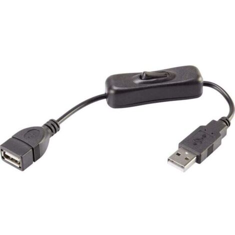 Câble USB 2.0 avec interrupteur marche/arrêt – 0,25 m, noir, contacts dorés – RF-3322982 X891091