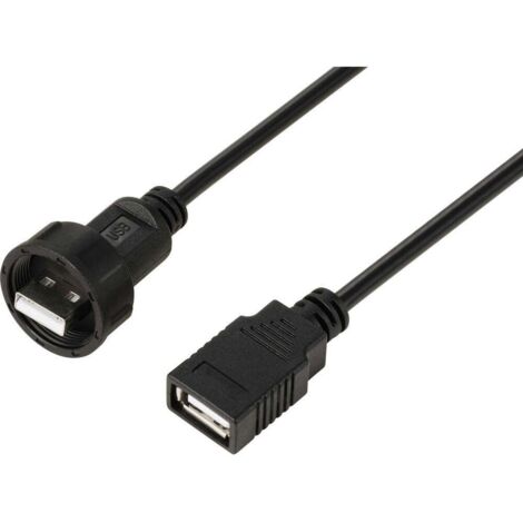 Câble USB 2.0 avec prise USB-A vers prise IP67 USB-A, 0,5 m TC-E13T-MU2-MWA/FU2-NWA-0.5PV-S Câble en plastique étanche