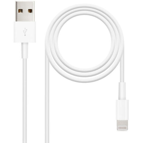 Cable USB 2.0 Lightning Nanocable 10.10.0400/ USB Macho - Lightning Macho/ 50 cm/ Blanco