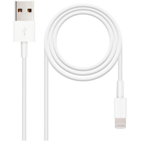 Cable USB 2.0 Lightning Nanocable 10.110.0401/ USB Macho - Lightning Macho/ 1m/ Blanco
