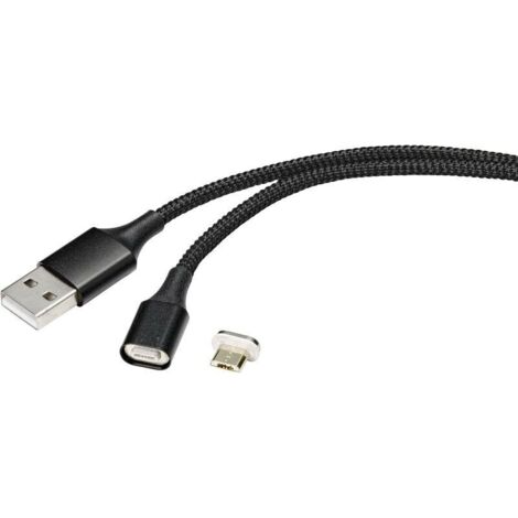 Câble USB 2.0 magnétique noir 1 m – Connecteur USB-A vers Micro-B – Référence RF-4746074 Y427242