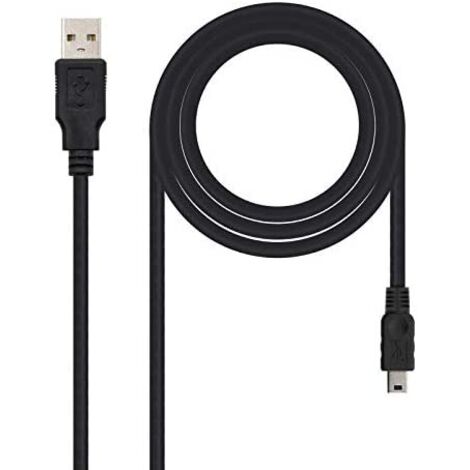 Cable USB 2.0 Nanocable 10.01.0401/ USB Macho - MiniUSB Macho/ 1m/ Negro