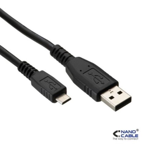 Cable USB 2.0 Nanocable 10.01.0503/ USB Macho - MicroUSB Macho/ 3m/ Negro