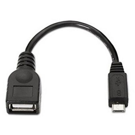 Cable USB 2.0 Nanocable 10.01.3500/ MicroUSB Macho - USB Hembra/ 15cm/ Negro