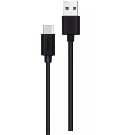 Cable USB 2.0 Philips DLC3104A/ USB Tipo-C Macho - USB Macho/ 1.2m/ Negro