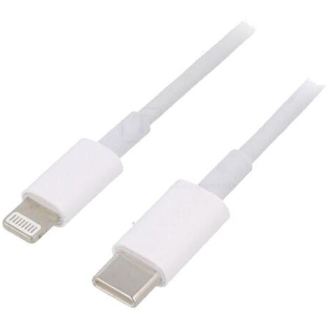 Cable USB 2.0 prise Apple Lightning vers prise USB C 1m - Blanc