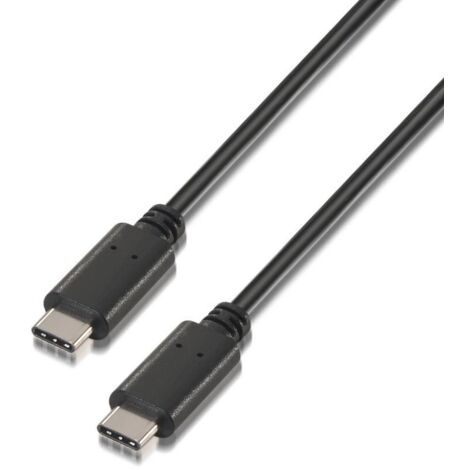 Cable USB 2.0 Tipo-C Aisens A107-0057/ USB Tipo-C Macho - USB Tipo-C Macho/ 2m/ Negro