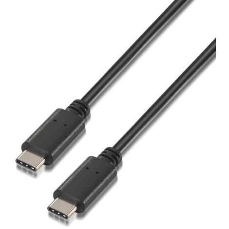 Cable USB 2.0 Tipo-C Aisens A107-0058/ USB Tipo-C Macho - USB Tipo-C Macho/ 3m/ Negro