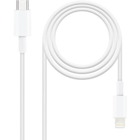 Cable USB 2.0 Tipo-C Lightning Nanocable 10.10.0600/ USB Tipo-C Macho - Lightning Macho/ 50cm/ Blanco