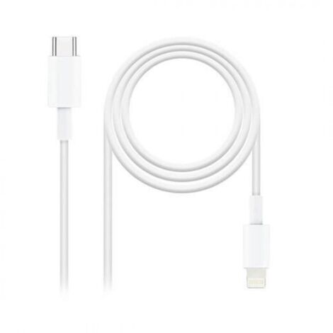Cable USB 2.0 Tipo-C Lightning Nanocable 10.10.0601/ USB Tipo-C Macho - Lightning Macho/ 1m/ Blanco