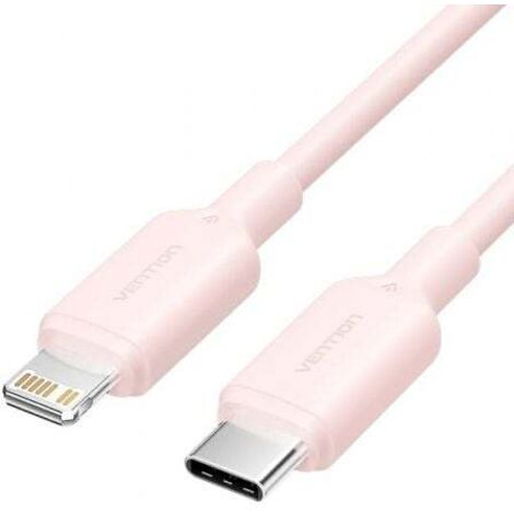 Cable USB 2.0 Tipo-C Lightning Vention LAKPF/ USB Tipo-C Macho - Lightning Macho/ Hasta 27W/ 480Mbps/ 1m/ Rosa