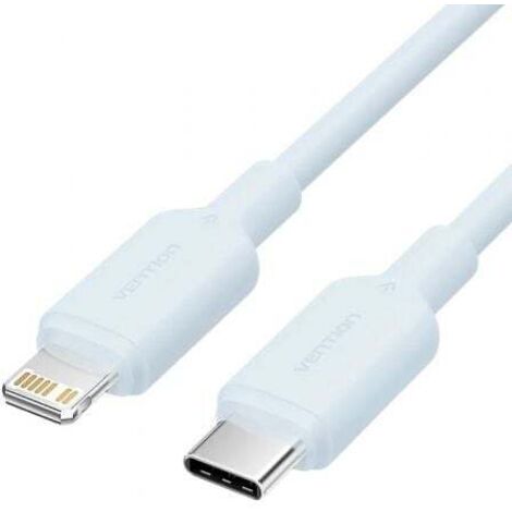 Cable USB 2.0 Tipo-C Lightning Vention LAKSF/ USB Tipo-C Macho - Lightning Macho/ Hasta 27W/ 480Mbps/ 1m/ Azul