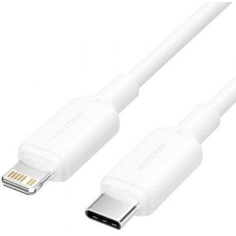 Cable USB 2.0 Tipo-C Lightning Vention LAKWF/ USB Tipo-C Macho - Lightning Macho/ Hasta 27W/ 480Mbps/ 1m/ Blanco