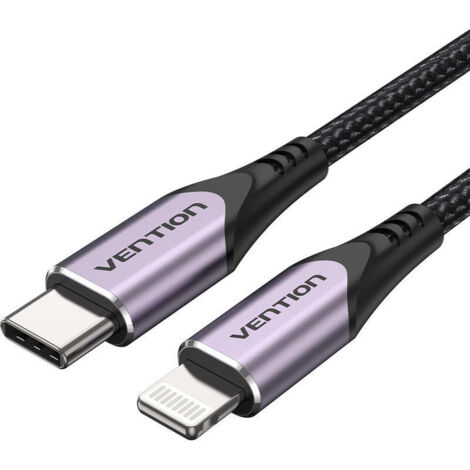 Cable USB 2.0 Tipo-C Lightning Vention TACVF/ USB Tipo-C Macho - Lightning Macho/ 1m/ Morado