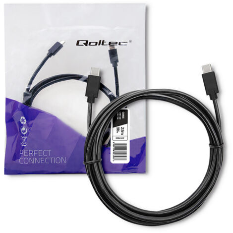 Cable USB 2.0 tipo C macho Qoltec USB 2.0 tipo C macho 2,5 m Negro