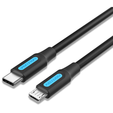 Cable USB 2.0 Tipo-C Vention COVBD/ USB Tipo-C Macho - MicroUSB Macho/ 50cm/ Negro