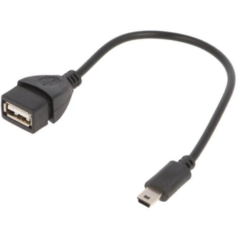 Cable USB 2.0 USB A femelle vers prise USB B mini male 0.15m - Noir